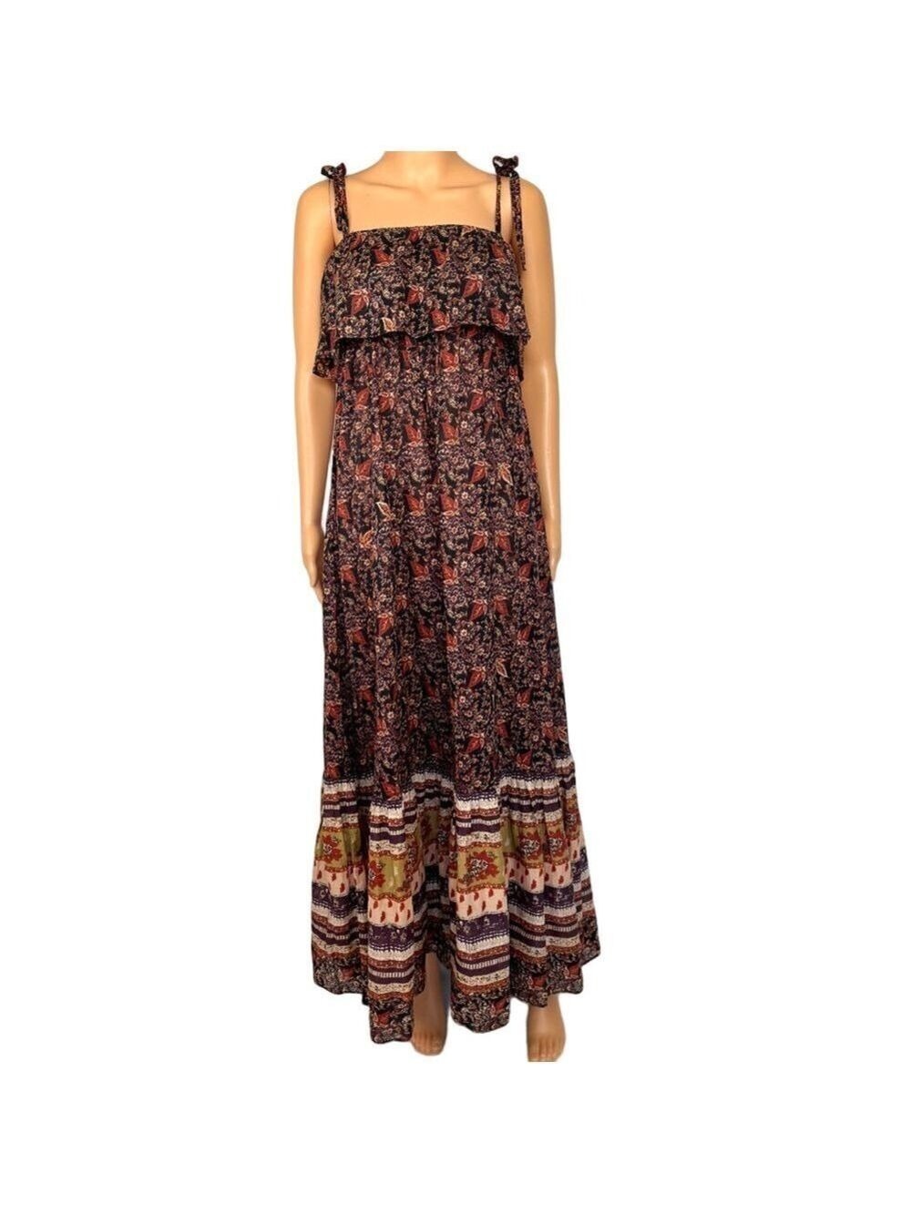 Free People Tangier Maxi Dress Women's XS Floral Boho Ruffles